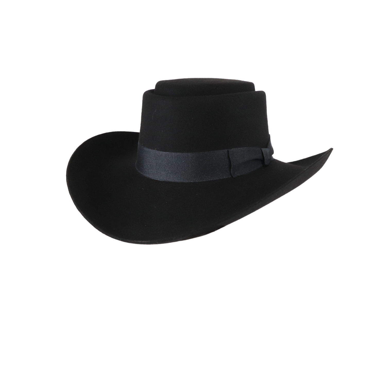 Black Felt Wide Brim Gambler Hat