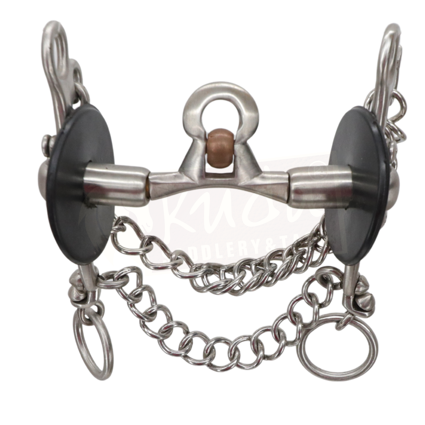 "C" Shank Bit with Interchangeable Mouthpiece, Spoon and Copper Rollers