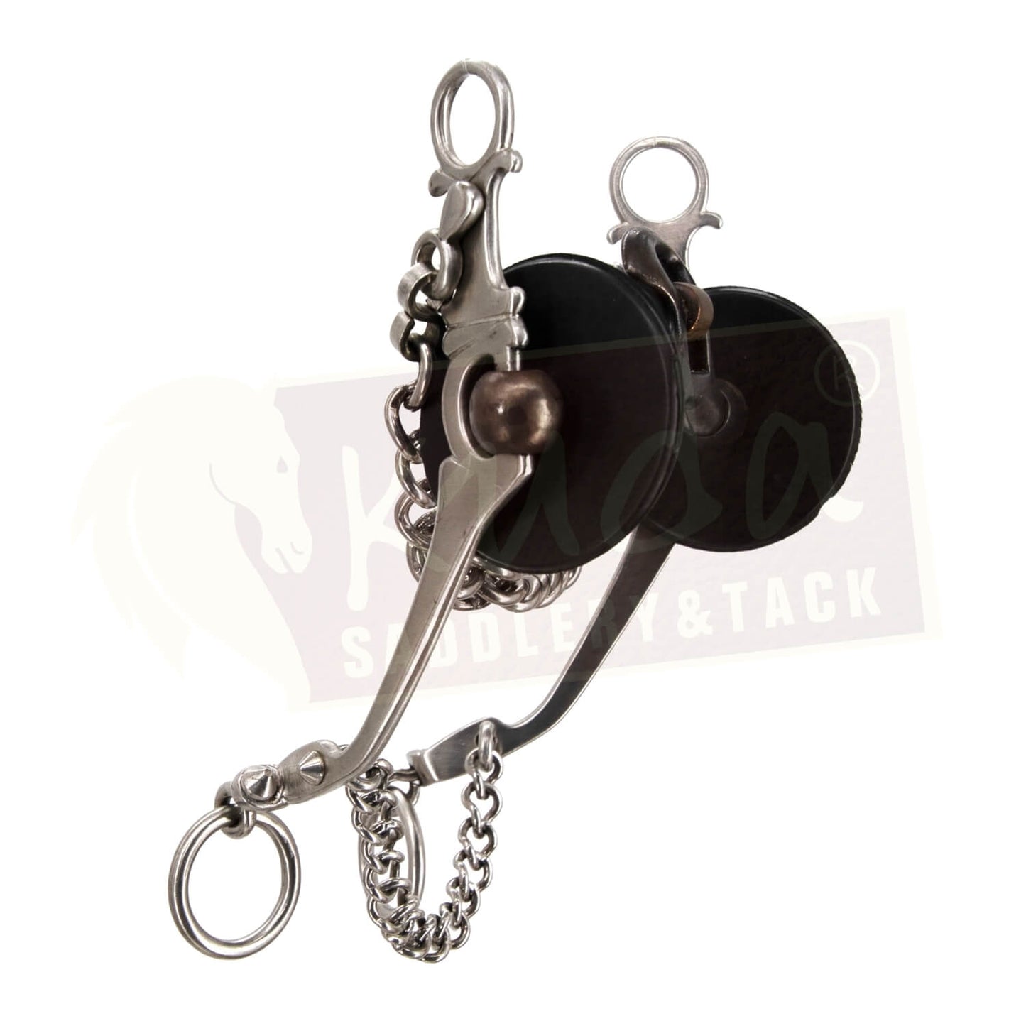 Flat Shank Bit with Black Steel Mouthpiece, Spoon and Rollers