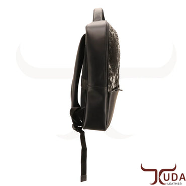 THE SAVANNA - High-quality smooth Black leather backpack and Speckled Genuine Cowhide