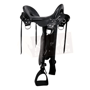 McClellan Saddles - Black Narrow w/ Border Tooling - New Style - In Stock