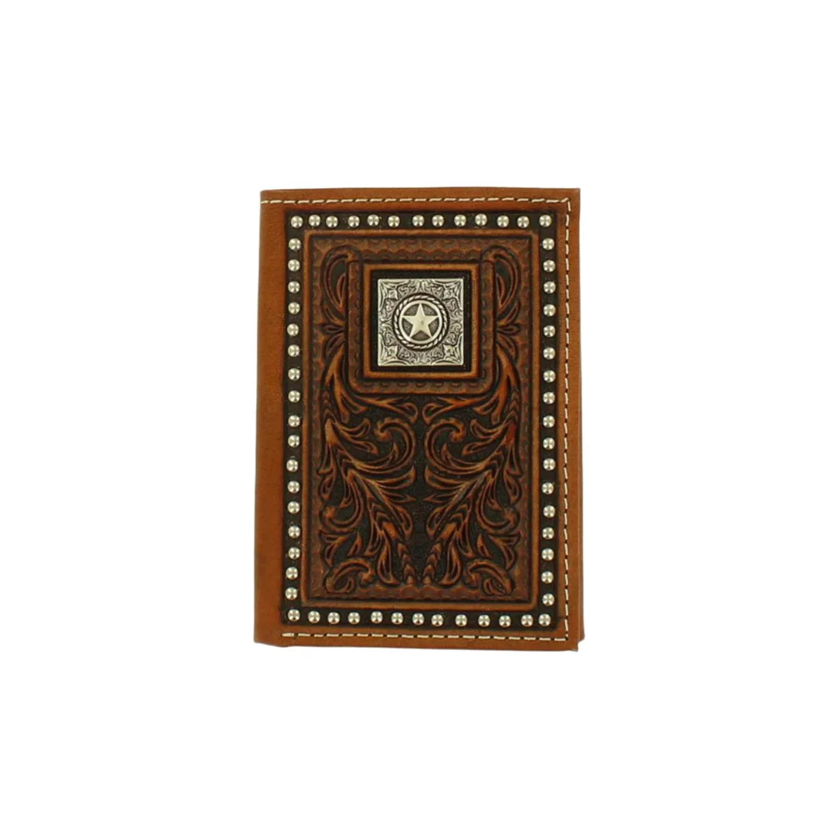 Men's Nocona Trifold Wallet with Leather Tolling and Concho N5410502