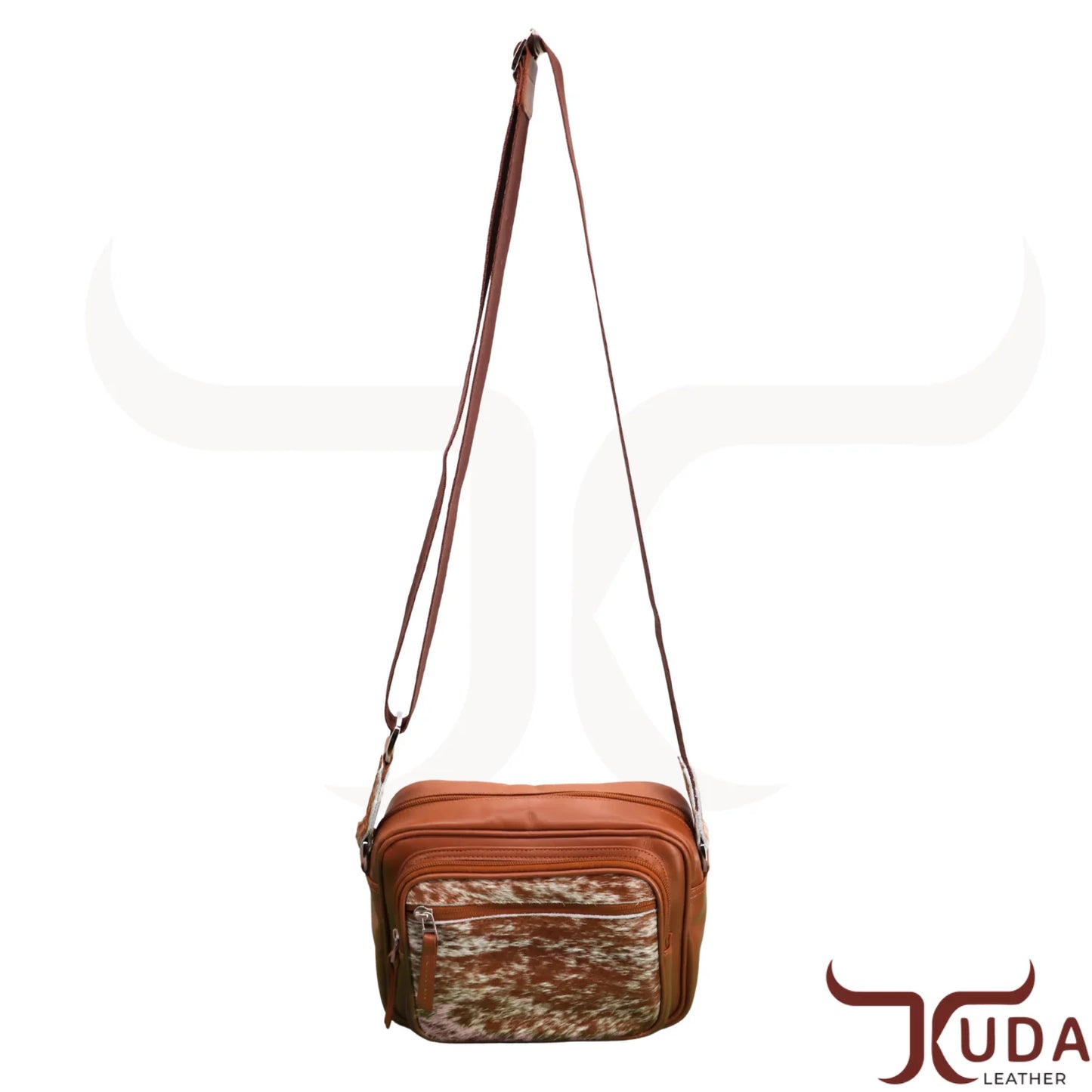 THE BROOK – Top grain leather crossbody bag with Genuine Cowhide accents and nylon straps