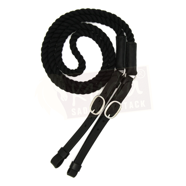 Cotton Twisted Reins with Leather Ends - 1/2" (Assorted Colors)
