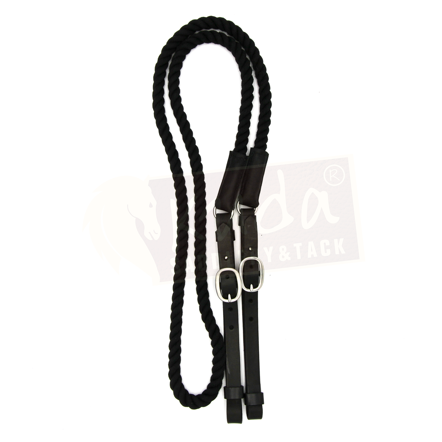 Cotton Twisted Reins with Leather Ends - 1/2" (Assorted Colors)