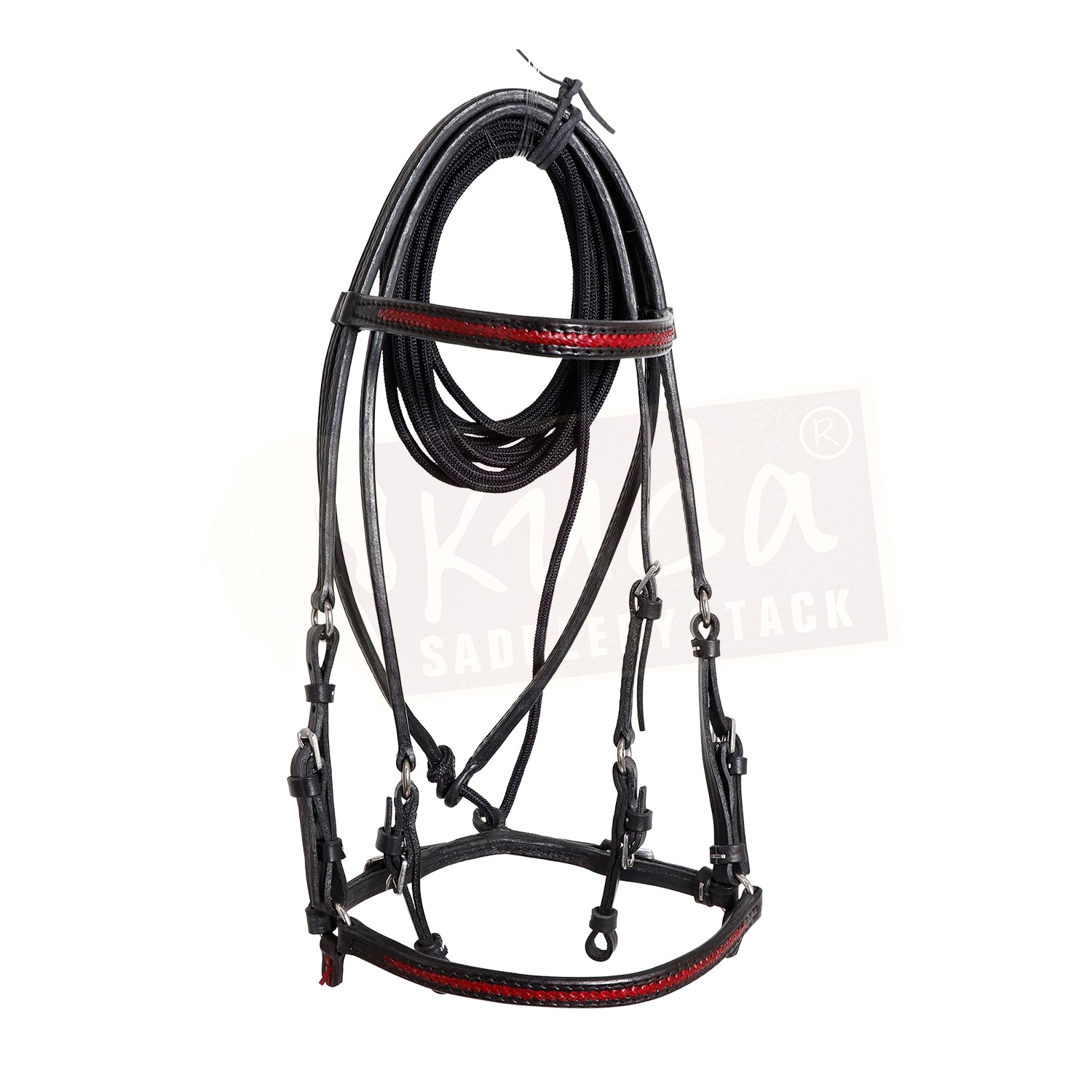 Buy Horse Bridles Online Black Bridle with Red Accents Kudastore kudastore