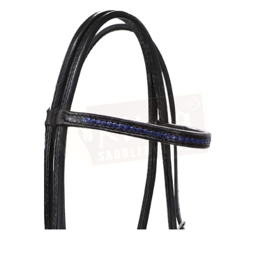 Black Leather Bridle with Braided blue Accents