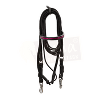 Black Nylon/Leather Headstall with Pink Accents and S.S. Snaps