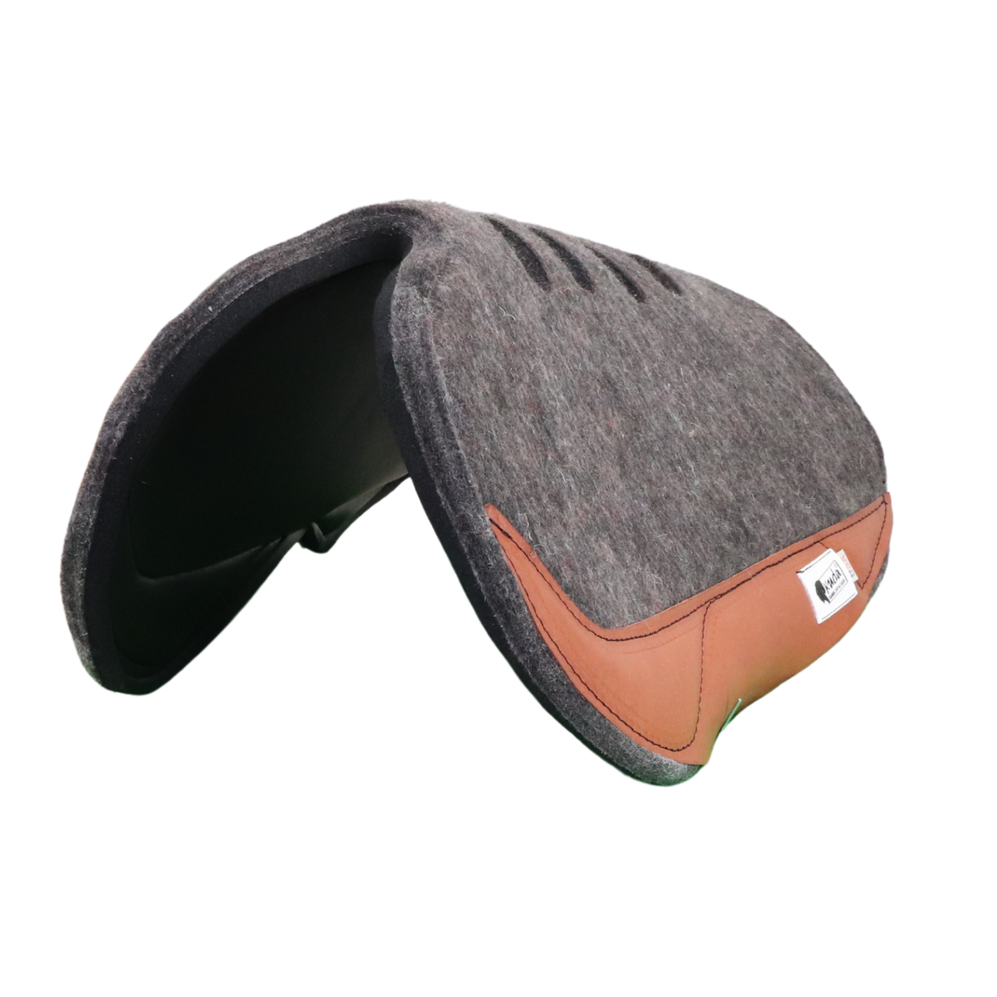 ContourFlex  Gray  Felt /Neoprene  and  Brown leather Saddle Pad