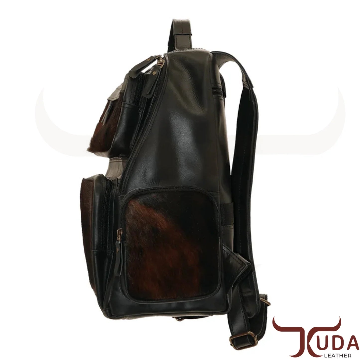 THE BLAKE - Cuero negro de grano superior y piel de vaca genuina atigrada