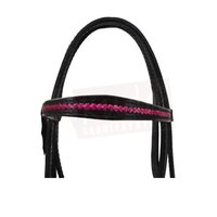 Black Leather Bridle with Braided Pink Accents