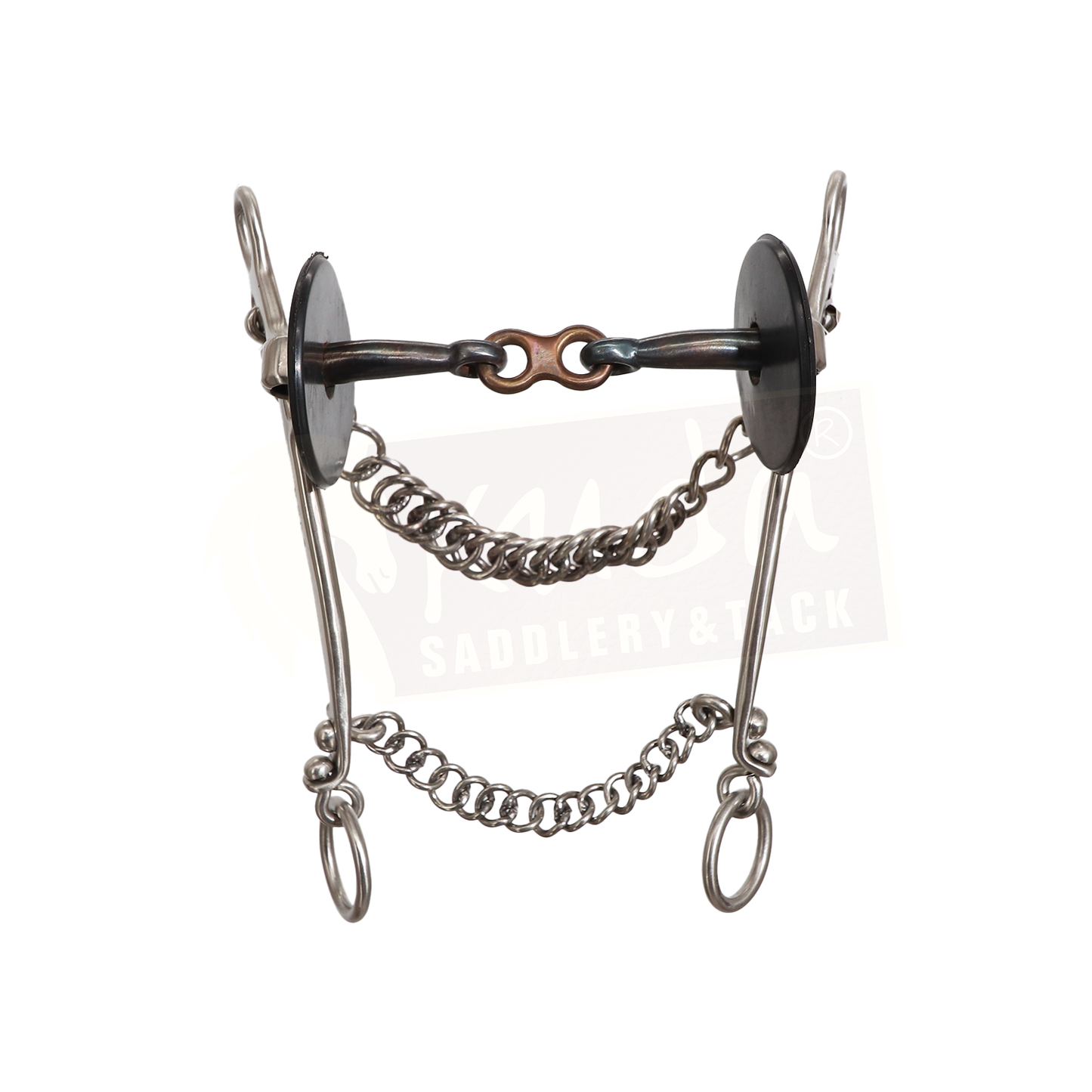 "Fish" Shank Bit, with Sweet Iron Double-Jointed Mouthpiece and French Link