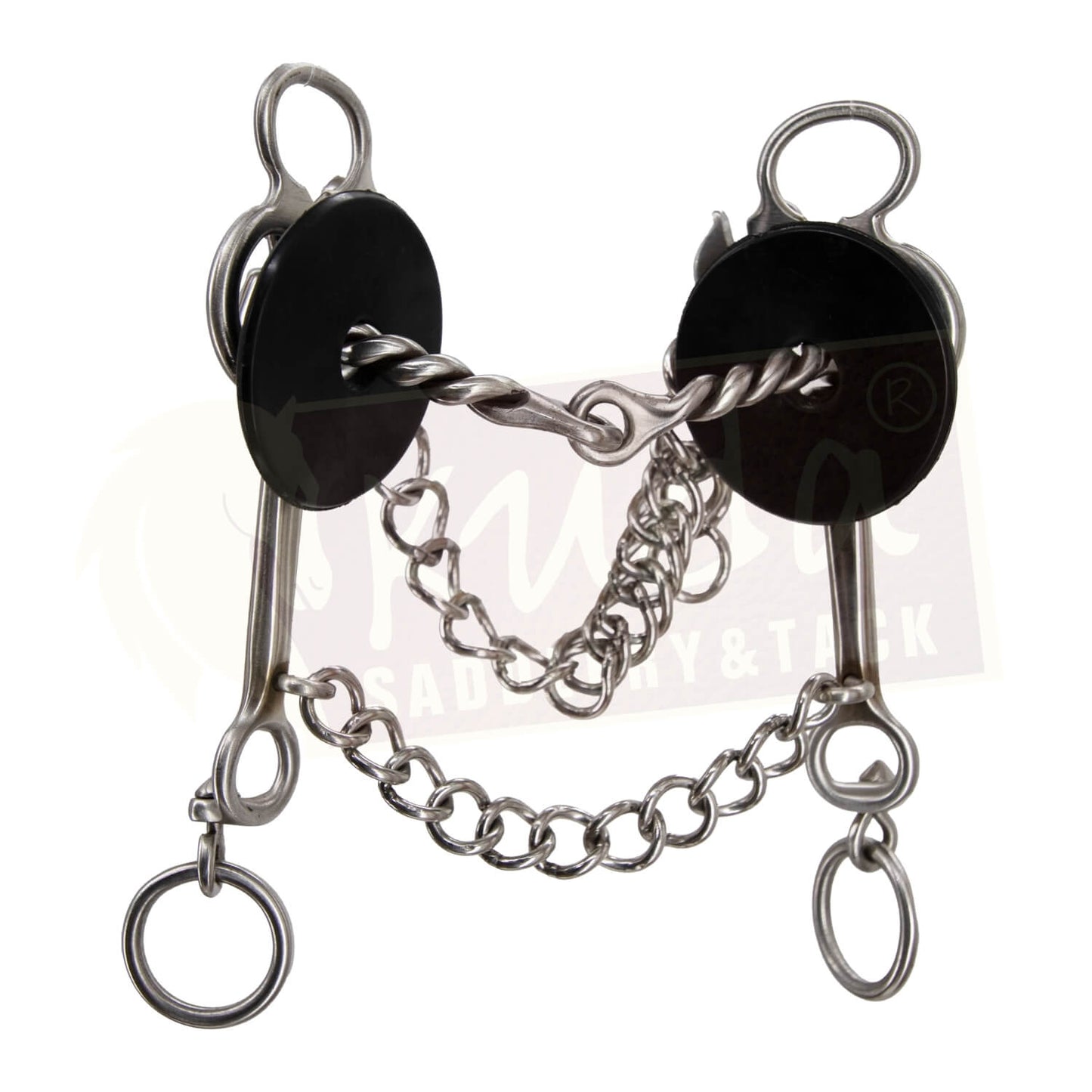 Fish Shank Bit with Interchangeable Twisted Wire Single-Snaffle Mouthpiece