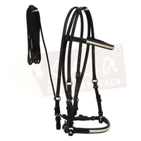 Black Leather Bridle with White Accents