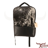 THE SAVANNA - High-quality smooth Black leather backpack and Speckled Genuine Cowhide