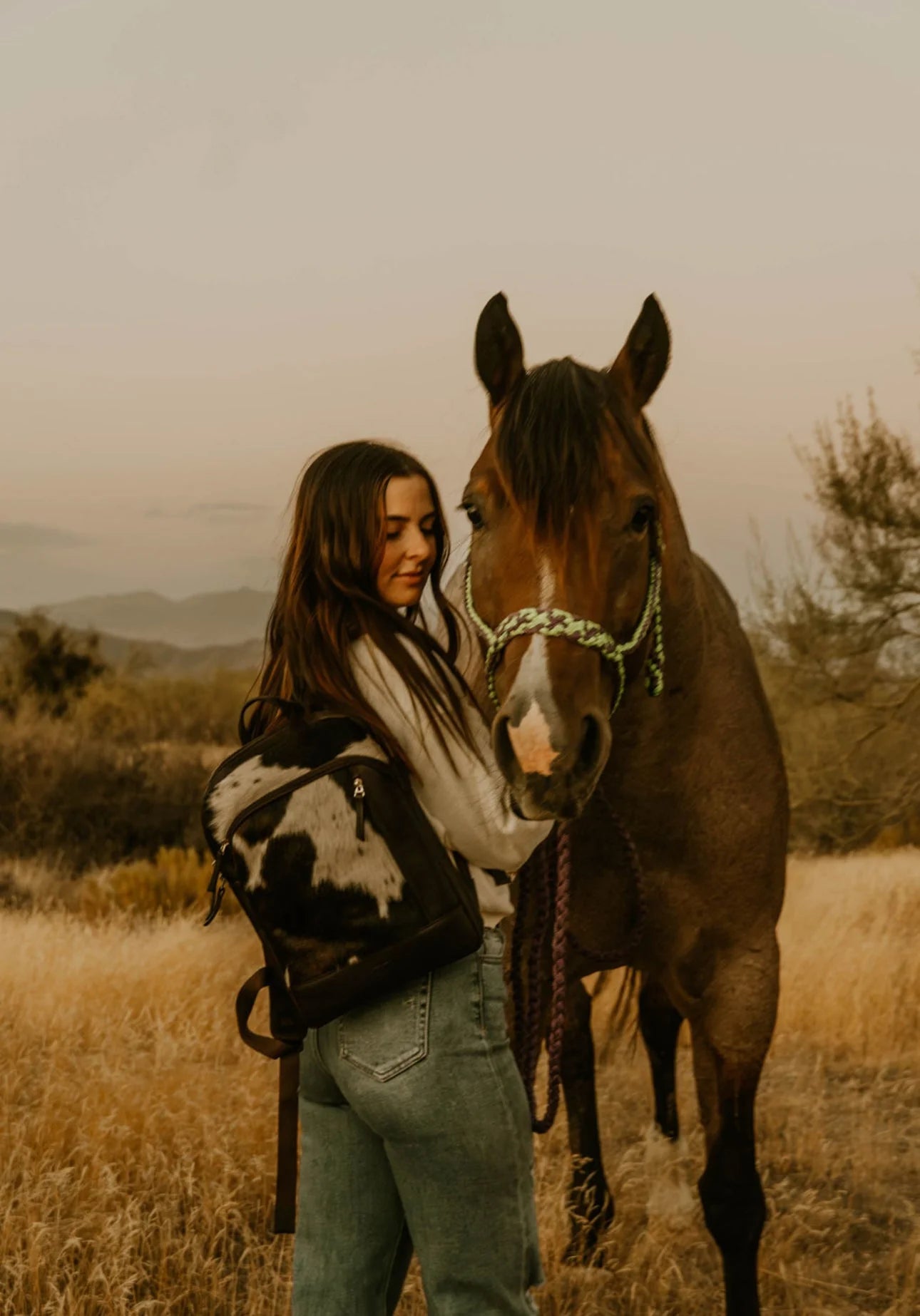 Bolso Terra de piel flor marrón de alta calidad